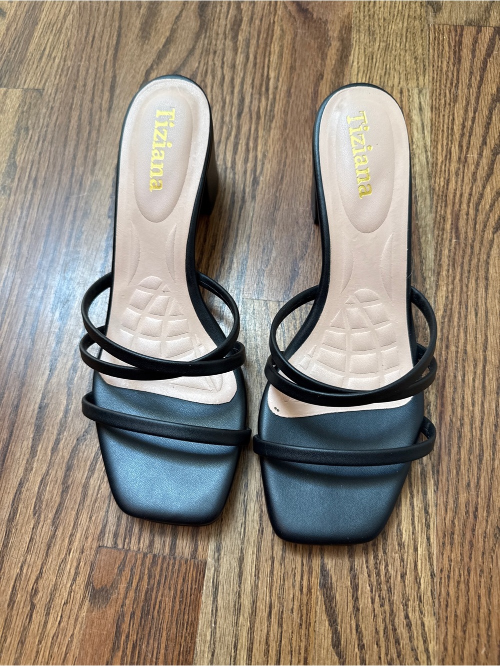 Black Strappy Slide Heels